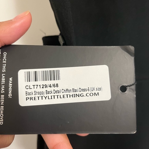 Pretty Little Thing Black Strappy Back Detail Chiffon Maxi Dress - Picture 4 of 8